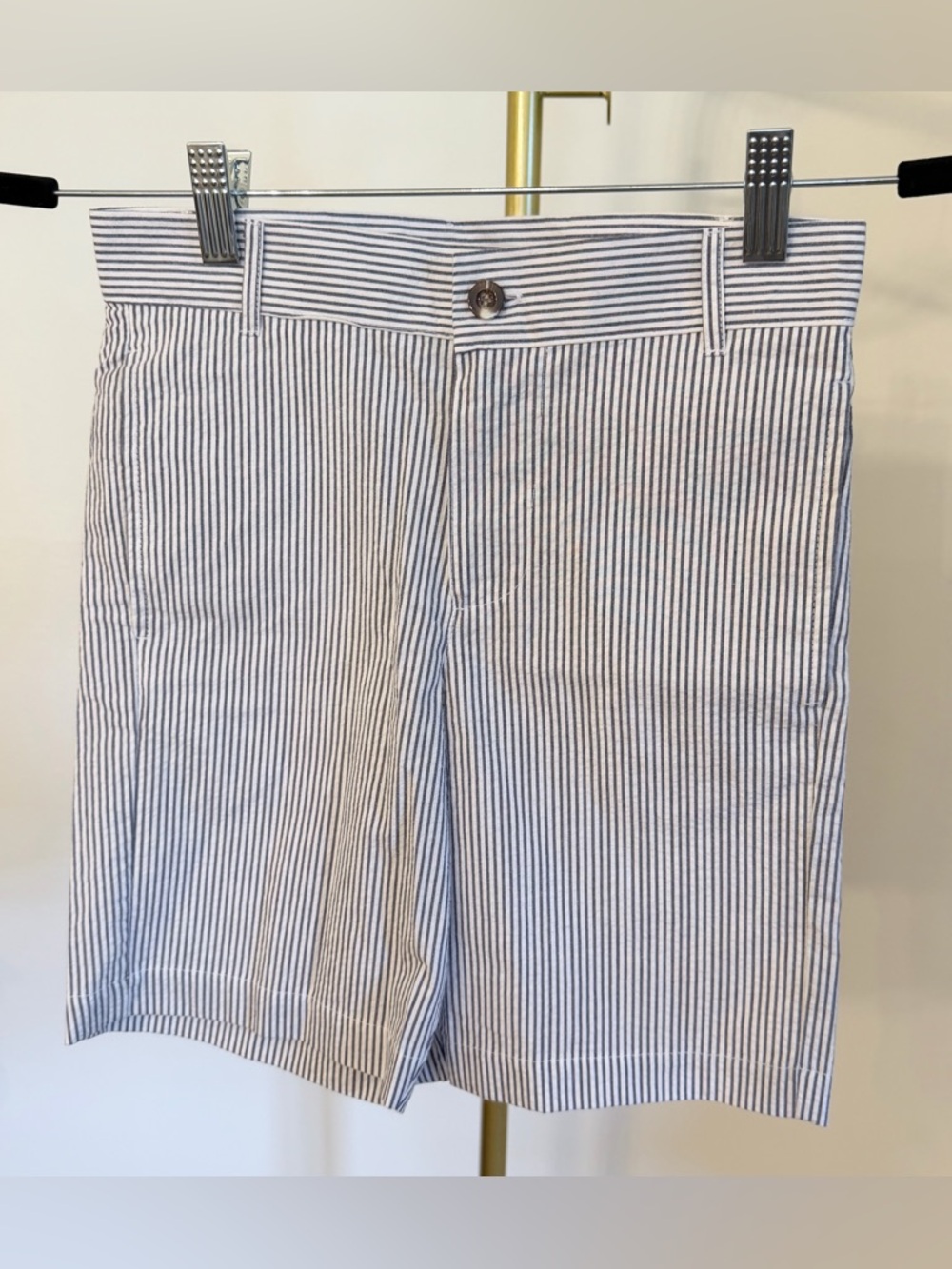 Bella Bliss Boys Striped Seersucker Shorts in Navy and White Size 8 NWOT